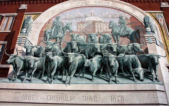 Chisholm Trail mural à fort worth vue lors de notre voyage aux USA en famille