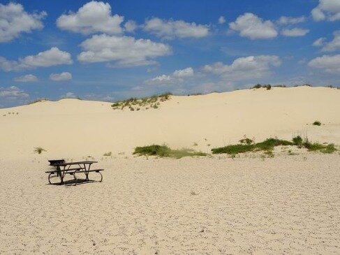 Monahans Sandhills State Park au Texas afin de s'amuser pendant un voyage aux Etats-Unis en famille