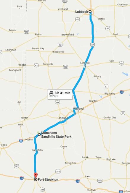 Route entre Lubbock et Fort Stockton au Texas à faire lors d'un voyage aux USA en famille