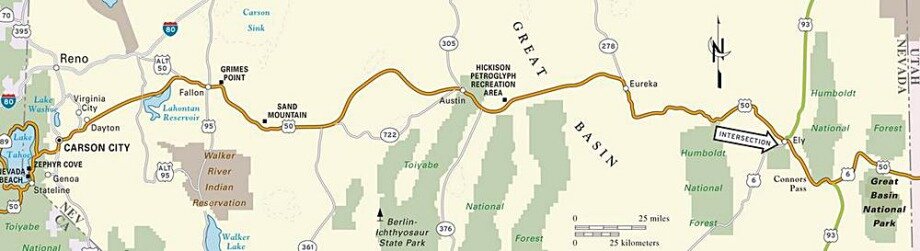 La route I 50 au Nevada aux Etats-Unis à faire lors d'un voyage aux USA en famille pendant les vacances